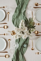 Lot de 10 chemins de table en gaze de coton vert sauge Boho pour mariage