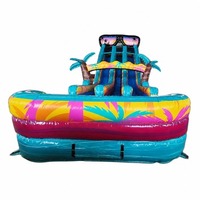 Tobogán Acuático Inflable de PVC de 19 pies, Comercial, para Exteriores, con Diseño de Palmeras, de Una Sola Vía