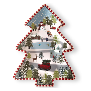 Set <span class=keywords><strong>di</strong></span> 4 Piatti Decorativi Natalizi in Melamina con Motivi <span class=keywords><strong>di</strong></span> Albero, Pupazzo <span class=keywords><strong>di</strong></span> Neve, Babbo <span class=keywords><strong>Natale</strong></span>, Alce e Villaggio Invernale - Product Image 2