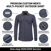 Chemise Cargo Homme Printemps Manches Longues Style Safari Décontracté Classique Boutons Fermeture Éclair Poches Uniforme Maille Respirante Sous les Bras