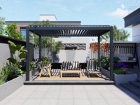 Pergola rétractable motorisée de style européen, noire mate, pour balcon et jardin, inclinaison réglable, anti-UV, imperméable