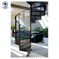 Escalier en colimaçon moderne personnalisé Prima avec rampe en verre et marches flottantes en métal pour appartement intérieur