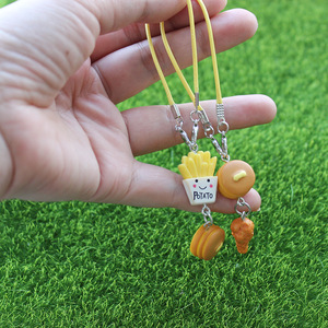 Mini pendentif de sac à main en forme de frites, de hamburger ou de cuisse de poulet, mignon et amusant, accessoire léger pour clés - Product Image 3