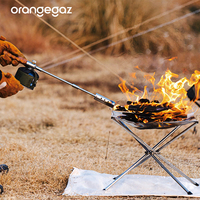 Torche à gaz portable Orangegaz, 3 pièces, longueur réglable, en aluminium, avec poignée en bois, pour le camping en plein air, allumage du charbon de bois.