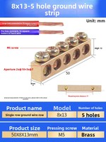 Barre omnibus de mise à la terre en cuivre à une rangée 5.5x7.5 7*11, connexion par vis, 4-12 trous, pour boîtier de distribution