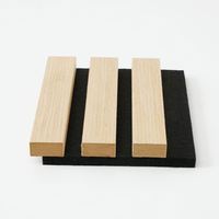 Panneau mural en lattes de bois acoustiques avec support en feutre noir, panneau acoustique en grille absorbant le son pour la décoration de la pièce, traitement acoustique