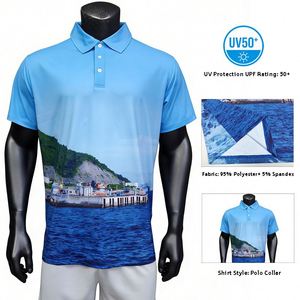 เสื้อโปโลผู้ชายแขนสั้นแบบแห้งเร็ว ระบายอากาศได้ดี ป้องกันแสงแดด UPF 50 สำหรับผู้ใหญ่ พิมพ์ลายดิจิตอลตามสั่ง OEM เหมาะสำหรับกอล์ฟ ทีมงาน เดินป่า ตกปลา - Product Image 3