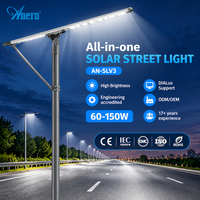 Lampu Jalan Tenaga Surya IP66 60W hingga 150W Dengan Baterai LiFePO4 Dan Penyangga Dapat Diatur 180 Derajat Untuk Jalan Raya Dan Perumahan