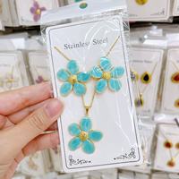 Groothandel RVS Emaille Bloem Vlinder Hart Fruit Schelp Oorbellen Set met bijpassende hanger ketting sieraden voor vrouwen