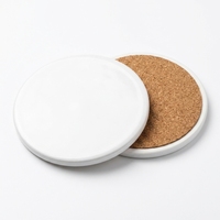Sous-verres en grès en gros, sous-verres promotionnels en céramique ronds vierges pour sublimation avec support en liège