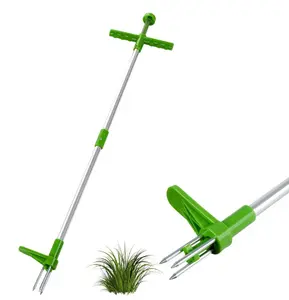 위드 풀러 스탠드 위더 손 도구 긴 손잡이 3 개의 발톱이있는 정원 제초 도구