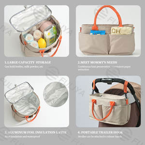 Fuliya, bolsa de gran capacidad para mamá, <span class=keywords><strong>carrito</strong></span> de cochecito, almacenamiento de pañales, bolsa Caddy, bolsas de viaje para pañales de bebé, organizador de cochecito para mujer - Product Image 4
