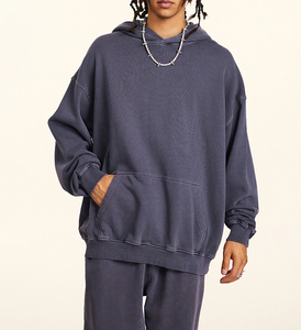 HETH129 <span class=keywords><strong>Vintage</strong></span> High <span class=keywords><strong>Street</strong></span> Peso pesado 380gsm Lavado ácido Fleece Algodón Sudadera con capucha de gran tamaño Personalizar Apliques Bordado logo - Product Image 3