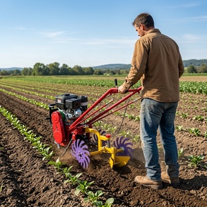 Portable Agricultural Mini Power Tiller Hand <b>Walking</b> Tractor With Interrow Rotating Weeder Hoeing <b>Machine</b> Cultivator 5-horsepowe - Product Image 3