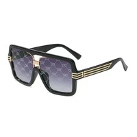 2025 nouvelle marque de luxe surdimensionné une pièce carré lunettes de soleil pour femmes Vintage impression lentille lunettes de soleil pour hommes rouge rose Champagne
