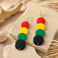 Pendientes de madera hechos a mano con concha de coco natural, estilo rasta africano, pendientes colgantes geométricos de disco redondo, venta al por mayor