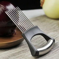 Stalen Ui Naald Easy Slicer Cutter Tomaat Veilig Vork Handheld Groentemes Keuken Multifunctionele Uienhouder Snijmachine