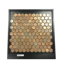 Hexagon Vorm Goud Brons Mix Glas Mozaïek Tegels Kleine Chip Badkamer Keuken Wandtegel