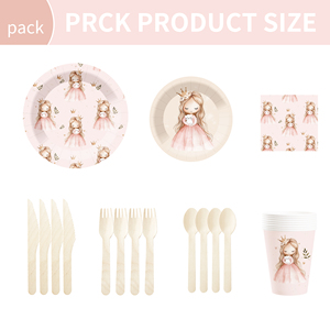 ชุดอุปกรณ์จัดงานวันเกิดเด็กผู้หญิง DAMAI สีชมพู ชุดจานกระดาษ แก้วกระดาษ ผ้าเช็ดปากแบบใช้แล้วทิ้ง - Product Image 2