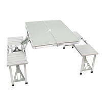 Ensemble table et chaises de jardin modernes, légères, compactes, 4 places, en alliage d'aluminium, extensibles, pliables, empilables, pour l'école et l'extérieur
