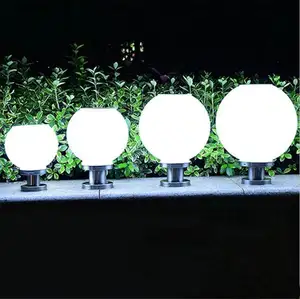 Round Ball Globe Stainless Steel Solar Post Light Outdoor Waterproof 16 LED Column Head Light For Garden Villa Pillar Light