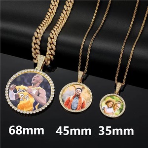 Personalized Photo Pendant Zircon Round <b>Solid</b> DIY Full Diamond <b>Necklace</b> Gift Jewelry Accessories - Product Image 4