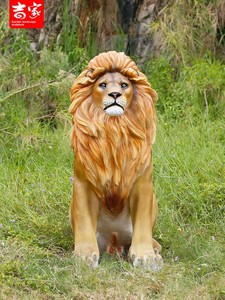 Estatua de León Realista Pintada a Mano en Fibra de Vidrio, Escultura Grande de León Africano Macho en Resina para Decoración de Fiestas de Safari en <span class=keywords><strong>la</strong></span> Selva - Product Image 4