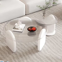 Table basse moderne et minimaliste de luxe léger pour salon, usage domestique, petits appartements, avec plateau en verre trempé et pieds en bois massif