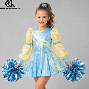 Uniforme da Ballo Morris <span class=keywords><strong>Blu</strong></span> Scintillante per Bambine, Costume da Majorette per Competizioni di Danza Morris - Product Image 1