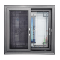 Fenêtres coulissantes en aluminium à double vitrage, ouverture horizontale à 3 rails, design moderne, avec moustiquaire en acier inoxydable