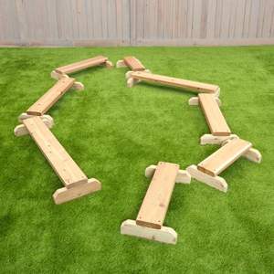 Ensemble <span class=keywords><strong>de</strong></span> 8 planches <span class=keywords><strong>de</strong></span> motricité globale d'extérieur, pierres d'équilibre en bois <span class=keywords><strong>pour</strong></span> le développement physique des enfants - Product Image 1