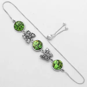Adjustable - Green Matrix Turquoise 925 Silver Slider Bracelet Jewelry SDB3711 B-1017 Handmade Customized Traditional Stunning