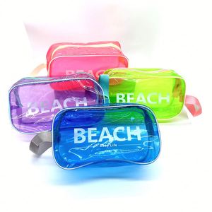 Fashion PVC Waterproof Flat Versatile Transparent Portable Cosmetic <b>Case</b> <b>Makeup</b> Travel Toiletries Bag for Vacation and Gym - Product Image 1