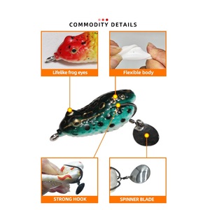 Leurre de pêche flottant 3D Thunder Frog en caoutchouc souple, biomimétique, coloré et vif, 5cm 10g-12g, avec hameçons pour lac et rivière - Product Image 4