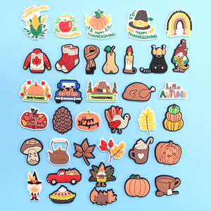 Festival Acción de Gracias Custom <span class=keywords><strong>Shoe</strong></span> Charms 2d Pvc Soft Rubber Diseño diferente para Hole Button <span class=keywords><strong>Shoe</strong></span> Decoration - Product Image 4