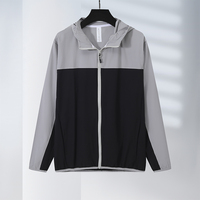 Logo personnalisé automne patchwork capuche fermeture éclair léger coupe-vent sport veste de course pour hommes