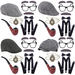 Accessoires d'Halloween Accessoires Enfants Cosplay Grand-père Performance Perruque Costume Perruques Barbe Lunettes Béquille Vieil <span class=keywords><strong>Homme</strong></span> Habiller Vêtements - Product Image 5