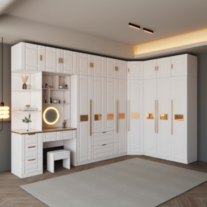 Armoire de chambre à coucher autoportante <span class=keywords><strong>en</strong></span> panneaux de particules ZD MDF, porte shaker, design moderne, placards, rangement pour vêtements, <span class=keywords><strong>dressing</strong></span> - Product Image 5