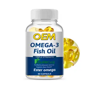 Etiqueta privada omega 3 aceite de pescado softgel 1000mg suplemento alimenticio a granel aceite de pescado softgel