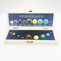 Collection de 8 sphères de cristal planétaires, boules de pierres précieuses naturelles, boîte de rangement en bois, décoration éducative sur le thème de l'espace, cadeau
