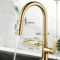 Keran Dapur Baja Tahan Karat 304 dengan Nozel Putar 360 Derajat, Tekanan Air Tinggi, Hemat Air