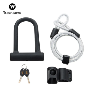 Велосипедный Замок WEST BIKING U-образный, защита от кражи из легированной стали, велосипедный замок, замок с ключом и разблокировкой, замок U-образной формы - Product Image 1