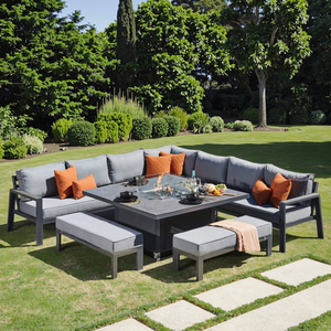 Fimous Garden Aluminum Corner Set <b>Fire</b> <b>Pit</b> <b>Table</b> Sets Dark Grey 9 Seat Firepit <b>Table</b> ADC24602 Aluminum Corner Set ADC24602 - Product Image 3