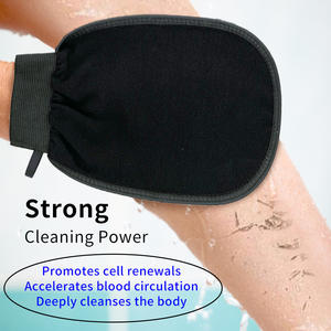 قفاز تقشير من ألياف الفسكوز الأرجواني الناعم بشعار مخصص للاستحمام ، مادة إسفنجية مصنوعة من الجلد الميت الجاف - Product Image 3