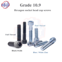Haute résistance DIN912 Grade 10.9 12.9 oxyde noir vis à tête cylindrique à six pans creux système métrique clé hexagonale Allen vis à tête cylindrique