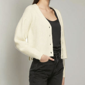 Vrouwen gebreide casual vest jas met lange mouwen knoopsluiting slanke korte jas lente herfst effen kleur mode katoenen trui top - Product Image 2