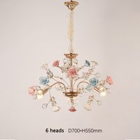 Pour MEEROSEE Moderne Lustre En Cristal Européen Luxueux Fleur En Céramique Design Style Français MD98035 pour L'éclairage De Bureau À Domicile
