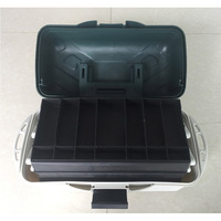 Boîte de pêche multi-couches en PP étanche avec poignée portable, étui à leurres vert foncé et orange pour le rangement des équipements de pêche