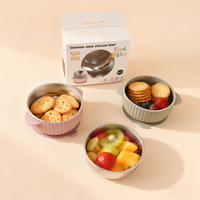 Vente chaude Base antidérapante en acier inoxydable bébé bol micro-ondes pour enfants Non toxique Durable Silicone à l'extérieur bébé alimentation