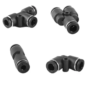 ZCKM PU/PV/PE/PY Series Mini Fittings Black Plastic Air Pneumatic Fittings Connectors Quick Connector Parts For Air Accessories